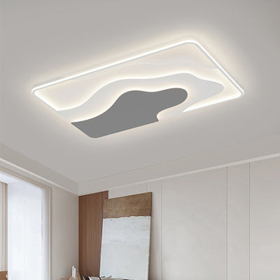 Modern Art Deco Iron & Silicone Cloud-Inspired Rectangular Square Round LED Flush Mount Ceiling Light For Bedroom & Living Room