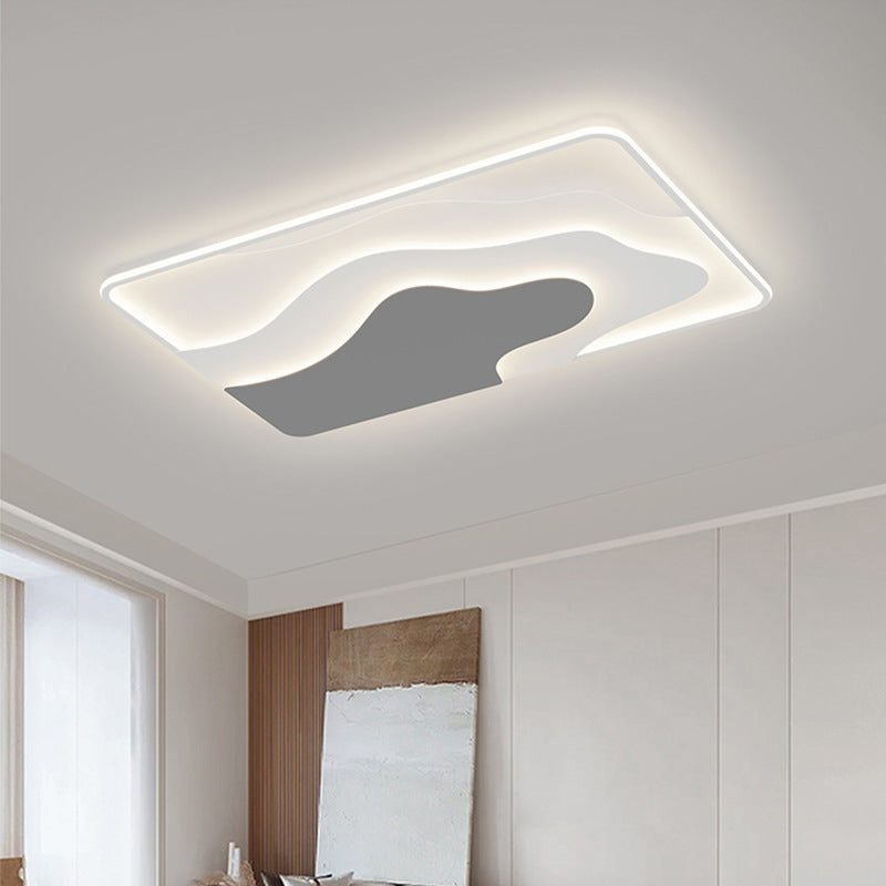 Modern Art Deco Iron & Silicone Cloud-Inspired Rectangular Square Round LED Flush Mount Ceiling Light For Bedroom & Living Room