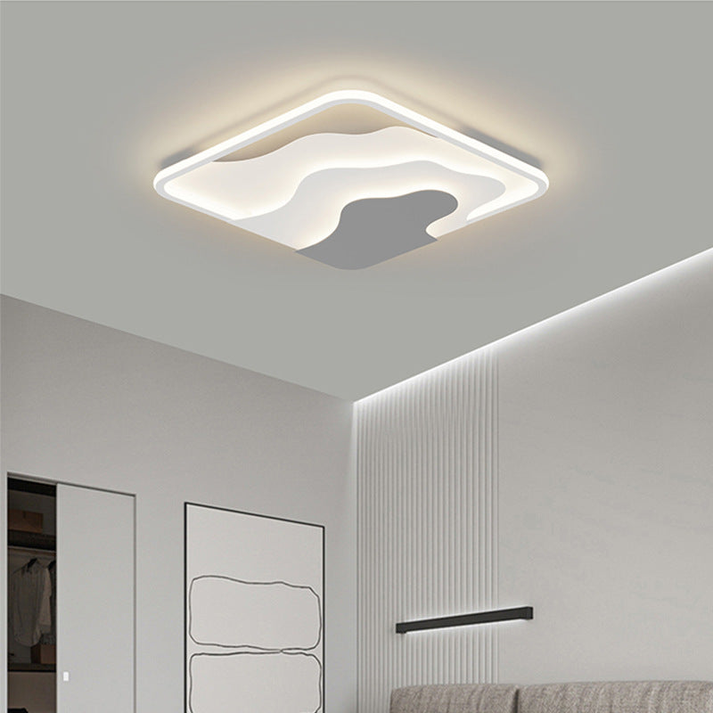 Modern Art Deco Iron & Silicone Cloud-Inspired Rectangular Square Round LED Flush Mount Ceiling Light For Bedroom & Living Room