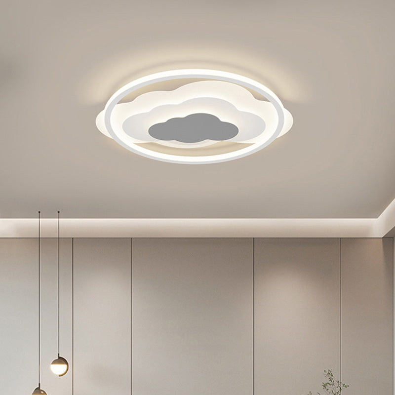 Modern Art Deco Iron & Silicone Cloud-Inspired Rectangular Square Round LED Flush Mount Ceiling Light For Bedroom & Living Room