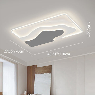 Modern Art Deco Iron & Silicone Cloud-Inspired Rectangular Square Round LED Flush Mount Ceiling Light For Bedroom & Living Room
