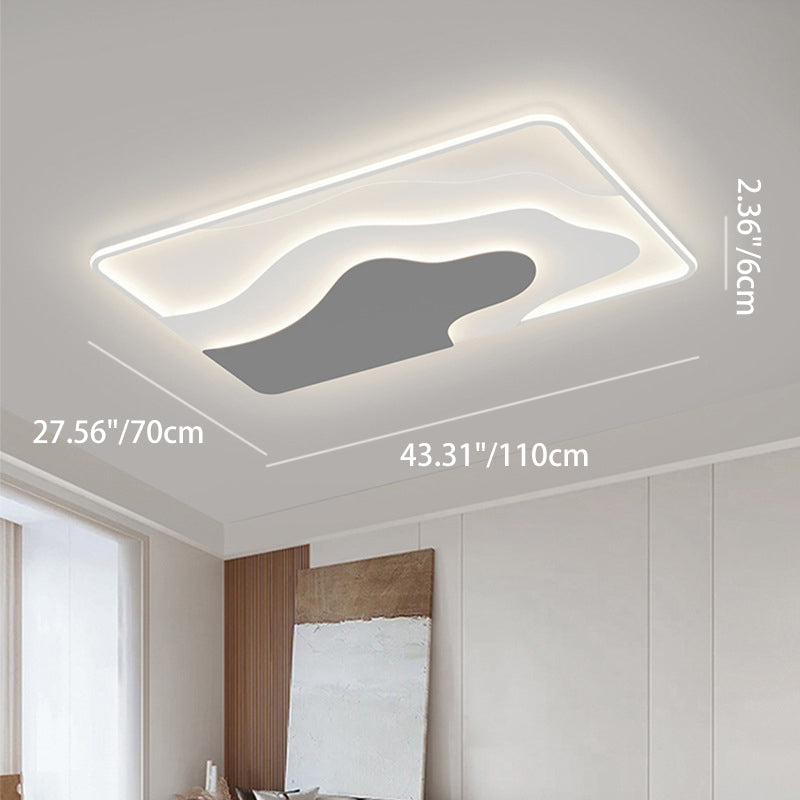 Modern Art Deco Iron & Silicone Cloud-Inspired Rectangular Square Round LED Flush Mount Ceiling Light For Bedroom & Living Room