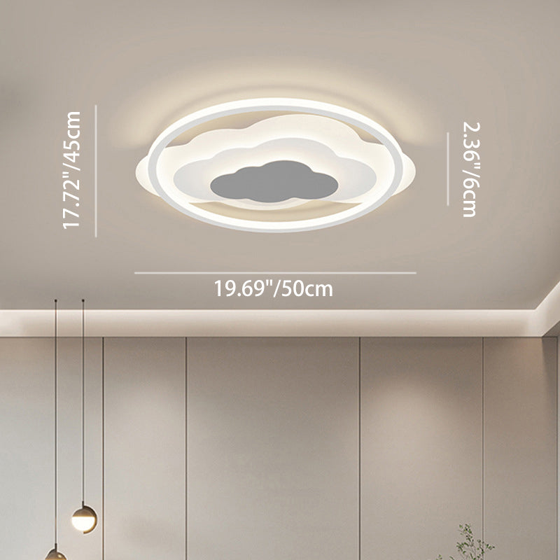 Modern Art Deco Iron & Silicone Cloud-Inspired Rectangular Square Round LED Flush Mount Ceiling Light For Bedroom & Living Room