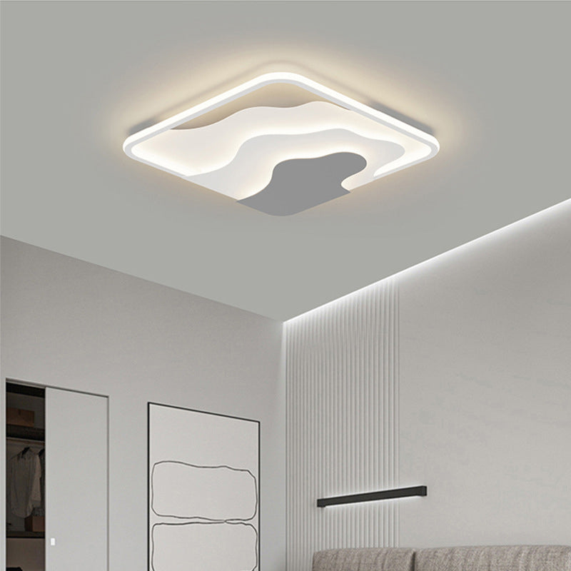 Modern Art Deco Iron & Silicone Cloud-Inspired Rectangular Square Round LED Flush Mount Ceiling Light For Bedroom & Living Room