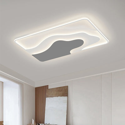 Modern Art Deco Iron & Silicone Cloud-Inspired Rectangular Square Round LED Flush Mount Ceiling Light For Bedroom & Living Room