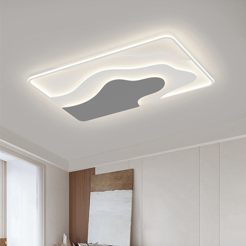 Modern Art Deco Iron & Silicone Cloud-Inspired Rectangular Square Round LED Flush Mount Ceiling Light For Bedroom & Living Room