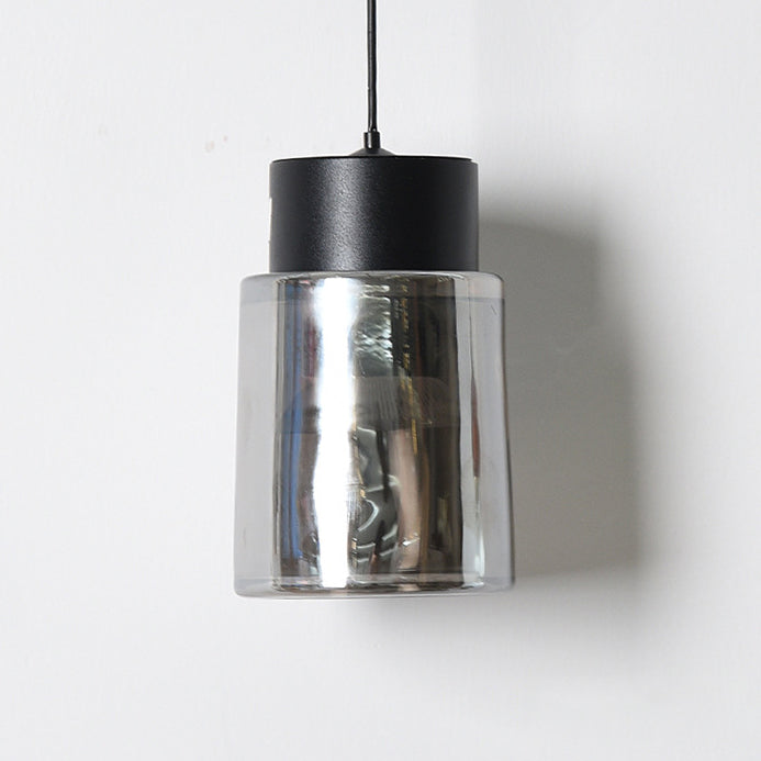 Modern Minimalist Aluminum & Glass Cylindrical Liftable LED Pendant Light For Dining Room & Bedside