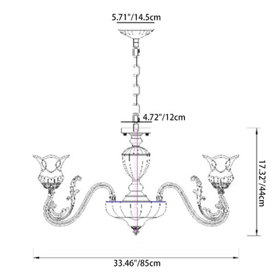 Traditional European Brass Glass Floral 3/8/10-Light Chandelier For Living Room And Bedroom