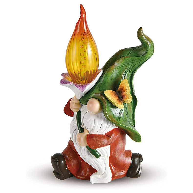 Modern Art Deco Solar Waterproof Resin Lantern Gnome LED Outdoor Light Landscape Lighting For Garden