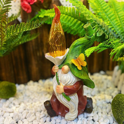 Modern Art Deco Solar Waterproof Resin Lantern Gnome LED Outdoor Light Landscape Lighting For Garden