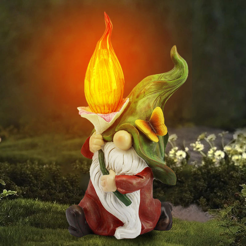 Modern Art Deco Solar Waterproof Resin Lantern Gnome LED Outdoor Light Landscape Lighting For Garden