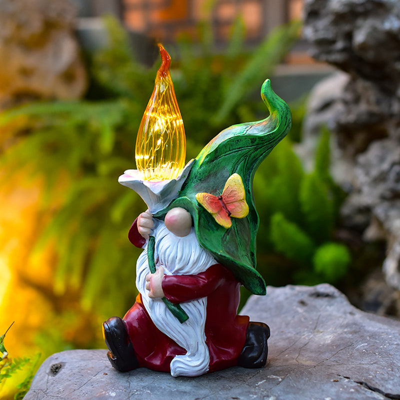 Modern Art Deco Solar Waterproof Resin Lantern Gnome LED Outdoor Light Landscape Lighting For Garden