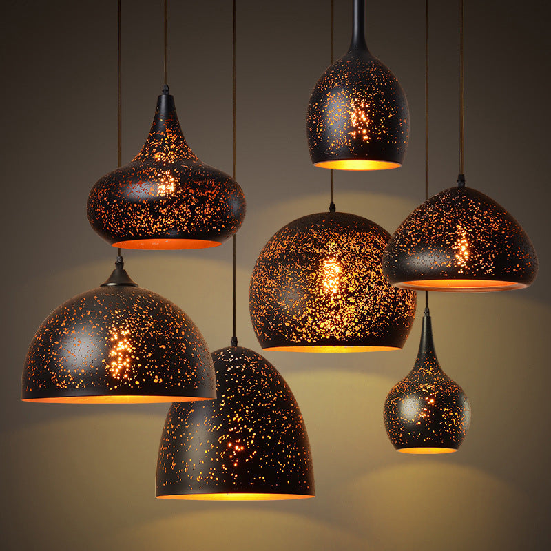 Contemporary Retro Iron Dome Shade 1-Light Pendant Light For Dining Room