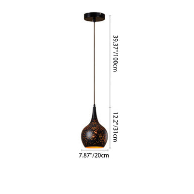 Contemporary Retro Iron Dome Shade 1-Light Pendant Light For Dining Room