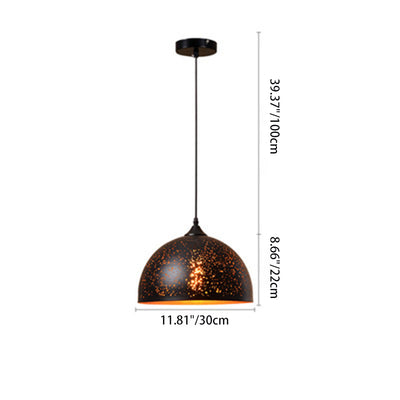 Contemporary Retro Iron Dome Shade 1-Light Pendant Light For Dining Room