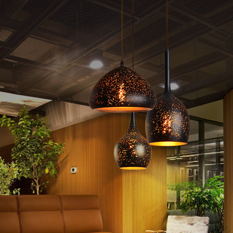 Contemporary Retro Iron Dome Shade 1-Light Pendant Light For Dining Room