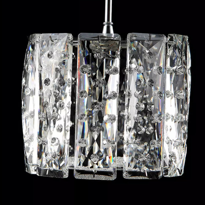 Modern Luxury Crystal & Stainless Steel Raindrop Cylinder Petal LED Chandelier Island Light For Dining Room & Living Room