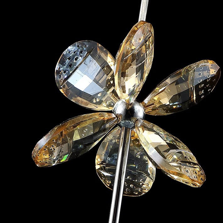 Modern Luxury Crystal & Stainless Steel Raindrop Cylinder Petal LED Chandelier Island Light For Dining Room & Living Room