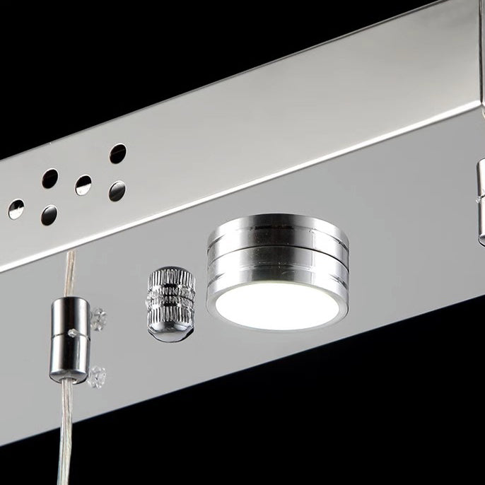 ثريا حديثة فاخرة من الكريستال والفولاذ المقاوم للصدأ على شكل بتلة أسطوانة قطرات المطر LED لغرفة الطعام وغرفة المعيشة 