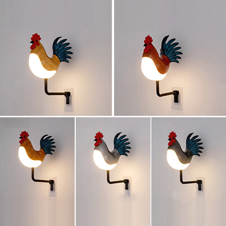 Contemporary Creative Rechargeable ABS &amp; PC Rooster-Shaped LED Wall Sconce Lamp Night Light For Bedroom &amp; Hallway