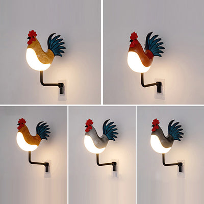 Contemporary Creative Rechargeable ABS & PC Rooster-Shaped LED Wall Sconce Lamp Night Light For Bedroom & Hallway
