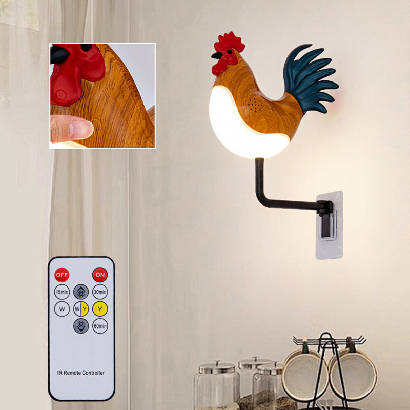 Contemporary Creative Rechargeable ABS & PC Rooster-Shaped LED Wall Sconce Lamp Night Light For Bedroom & Hallway