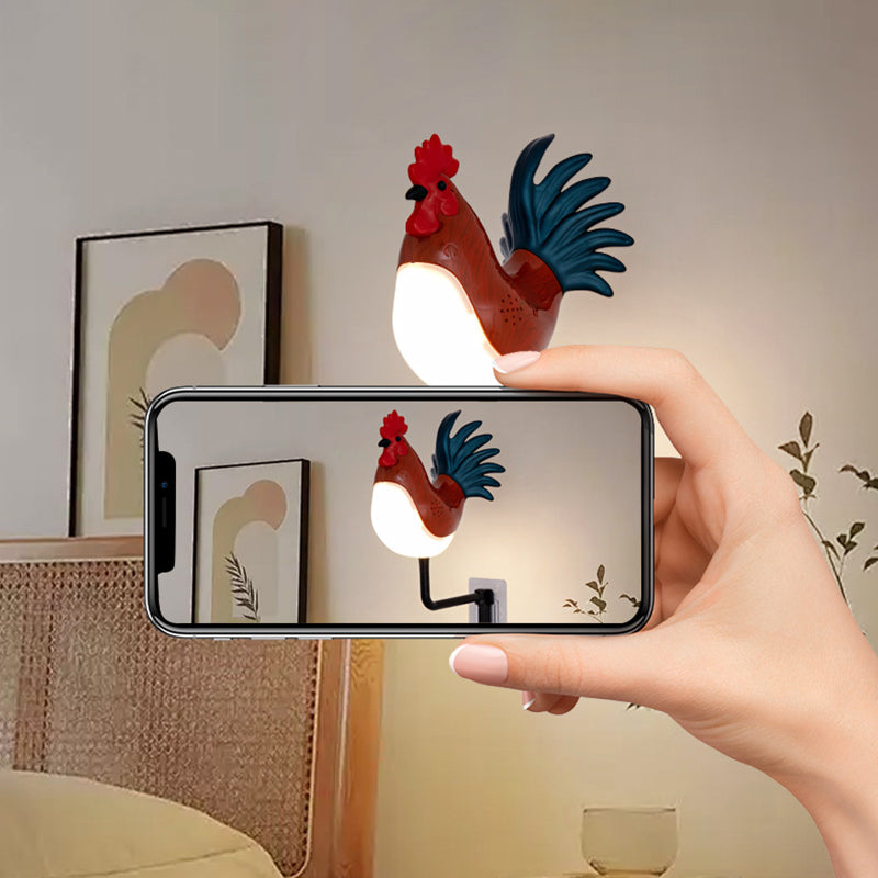 Contemporary Creative Rechargeable ABS & PC Rooster-Shaped LED Wall Sconce Lamp Night Light For Bedroom & Hallway