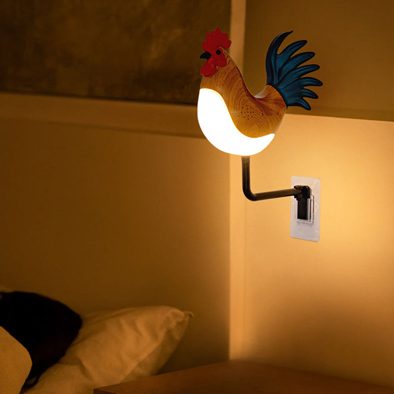 Contemporary Creative Rechargeable ABS & PC Rooster-Shaped LED Wall Sconce Lamp Night Light For Bedroom & Hallway