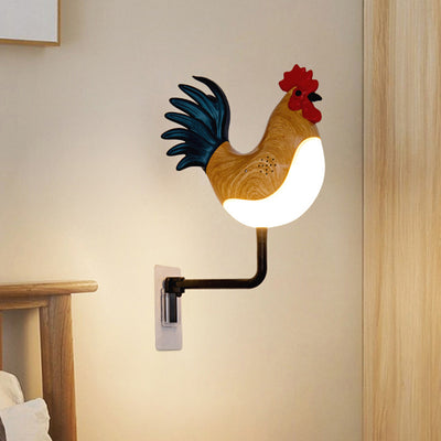 Contemporary Creative Rechargeable ABS & PC Rooster-Shaped LED Wall Sconce Lamp Night Light For Bedroom & Hallway