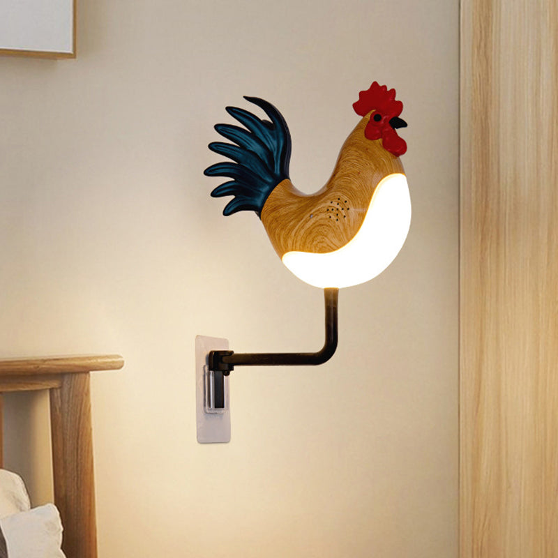 Contemporary Creative Rechargeable ABS & PC Rooster-Shaped LED Wall Sconce Lamp Night Light For Bedroom & Hallway