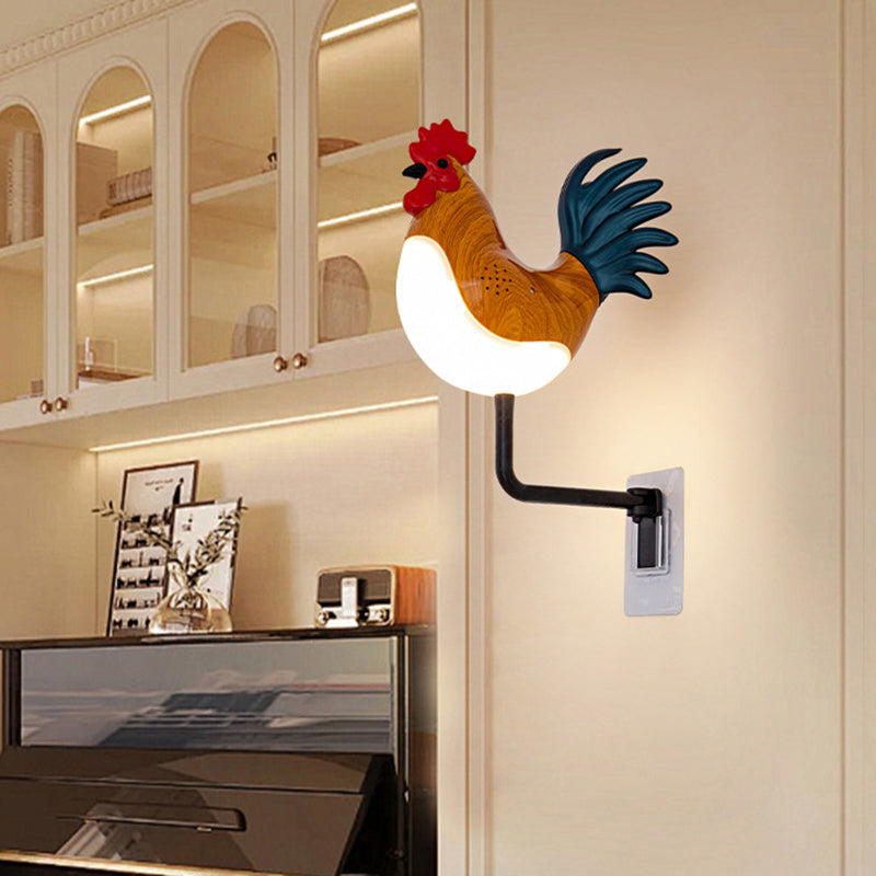 Contemporary Creative Rechargeable ABS & PC Rooster-Shaped LED Wall Sconce Lamp Night Light For Bedroom & Hallway