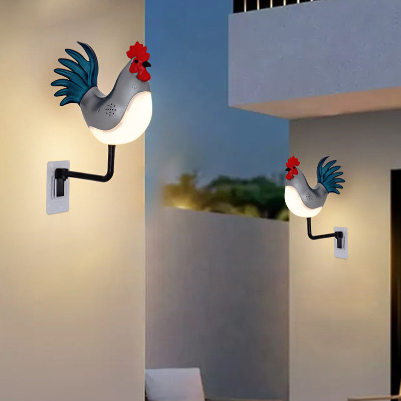 Contemporary Creative Rechargeable ABS & PC Rooster-Shaped LED Wall Sconce Lamp Night Light For Bedroom & Hallway