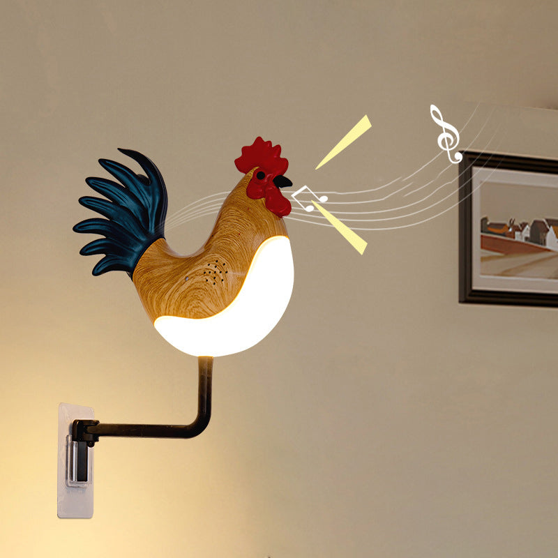 Contemporary Creative Rechargeable ABS & PC Rooster-Shaped LED Wall Sconce Lamp Night Light For Bedroom & Hallway