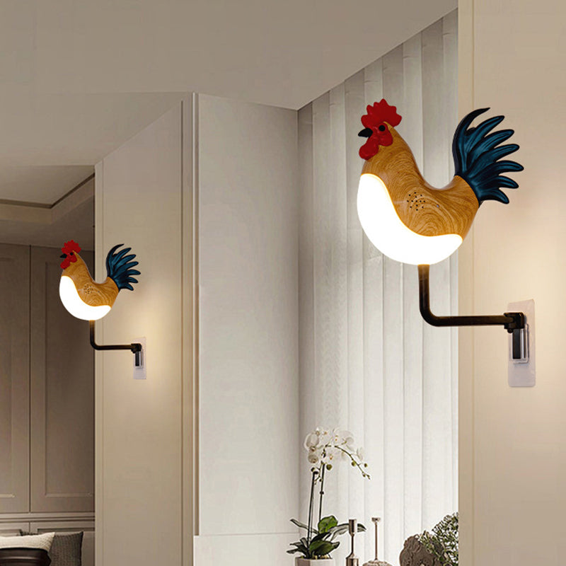 Contemporary Creative Rechargeable ABS & PC Rooster-Shaped LED Wall Sconce Lamp Night Light For Bedroom & Hallway