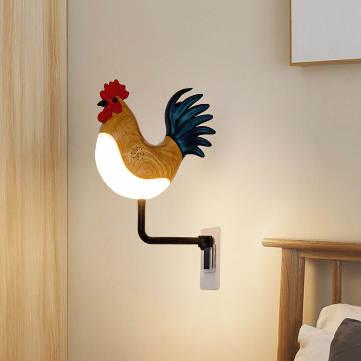 Contemporary Creative Rechargeable ABS &amp; PC Rooster-Shaped LED Wall Sconce Lamp Night Light For Bedroom &amp; Hallway