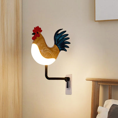 Contemporary Creative Rechargeable ABS & PC Rooster-Shaped LED Wall Sconce Lamp Night Light For Bedroom & Hallway