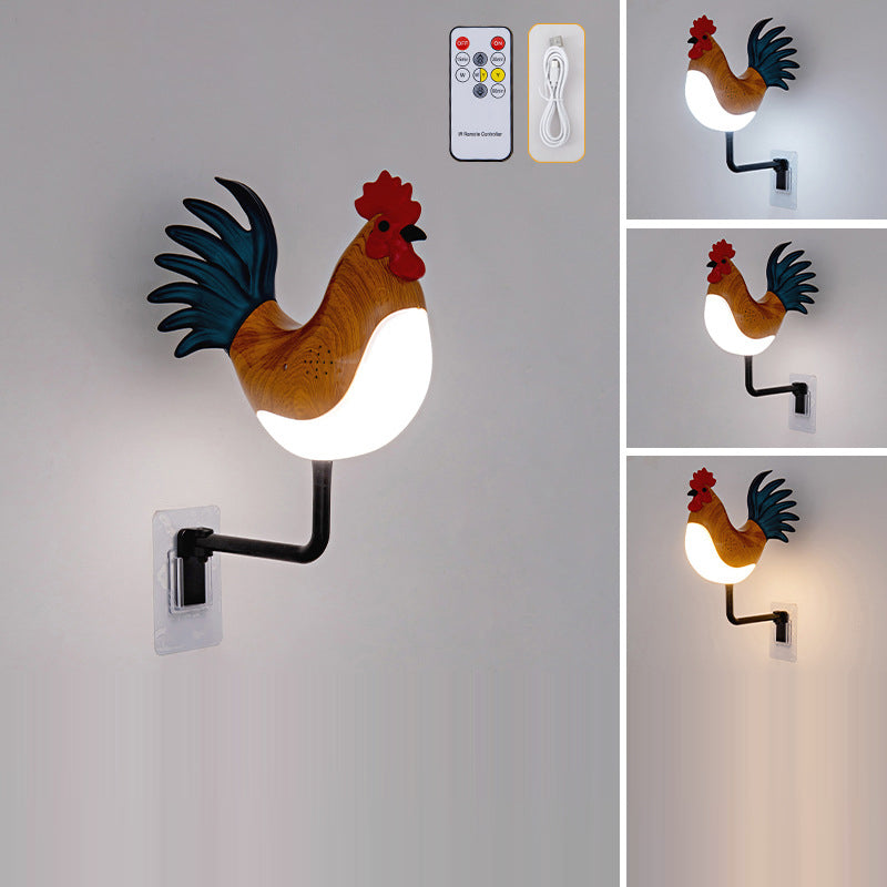 Contemporary Creative Rechargeable ABS & PC Rooster-Shaped LED Wall Sconce Lamp Night Light For Bedroom & Hallway