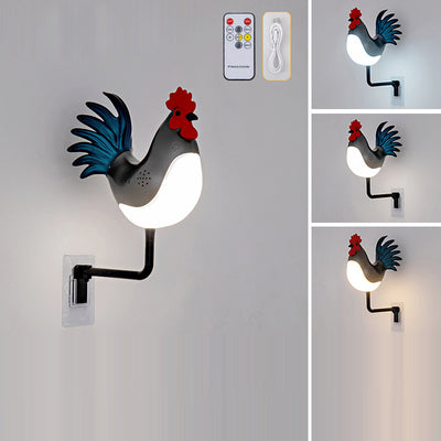 Contemporary Creative Rechargeable ABS & PC Rooster-Shaped LED Wall Sconce Lamp Night Light For Bedroom & Hallway