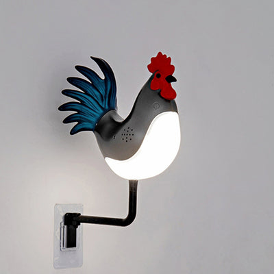 Contemporary Creative Rechargeable ABS & PC Rooster-Shaped LED Wall Sconce Lamp Night Light For Bedroom & Hallway