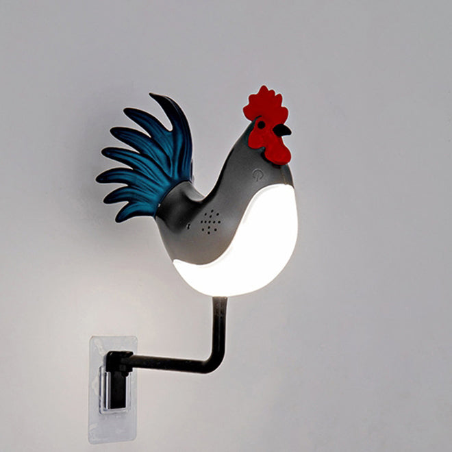 Contemporary Creative Rechargeable ABS & PC Rooster-Shaped LED Wall Sconce Lamp Night Light For Bedroom & Hallway