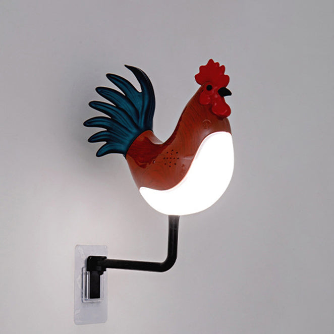Contemporary Creative Rechargeable ABS & PC Rooster-Shaped LED Wall Sconce Lamp Night Light For Bedroom & Hallway