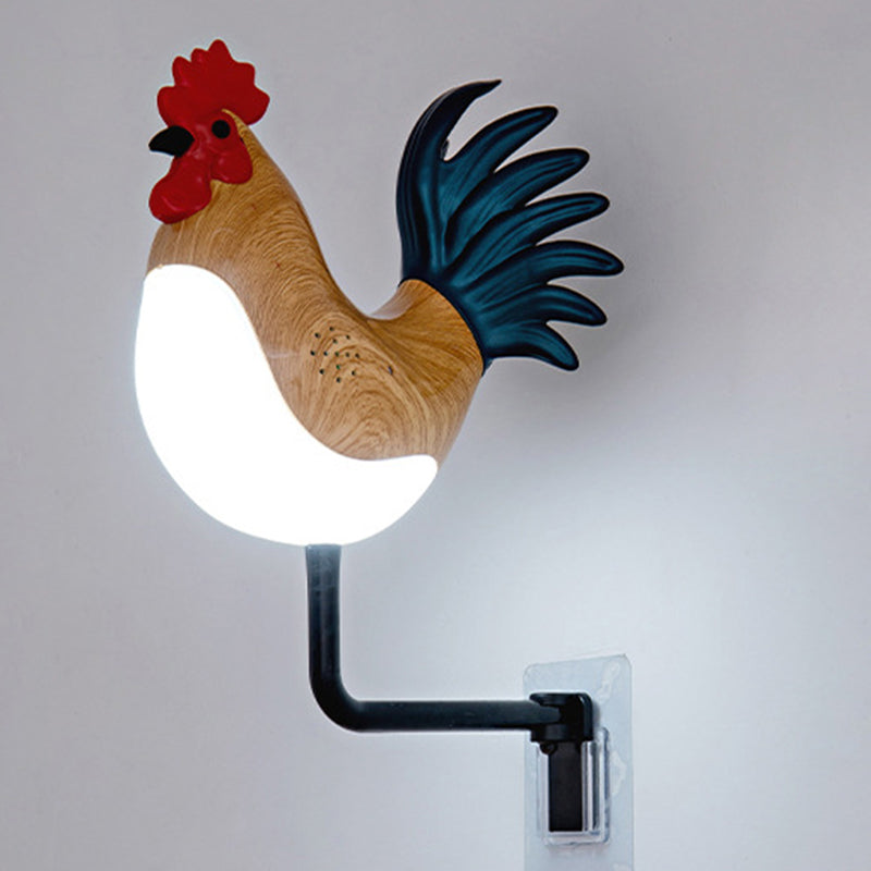 Contemporary Creative Rechargeable ABS & PC Rooster-Shaped LED Wall Sconce Lamp Night Light For Bedroom & Hallway
