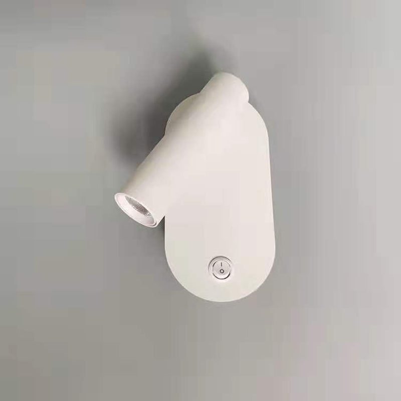 Moderne minimalistische zylindrische Wandleuchte aus Aluminium &amp; Eisen mit LED-Spotlight für das Bett 