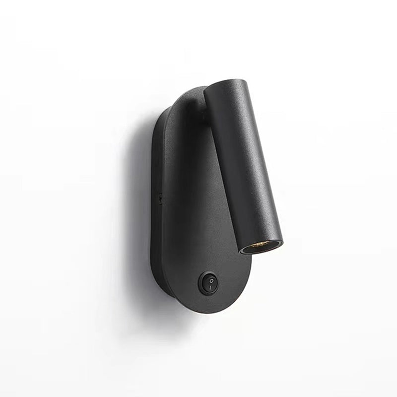 Moderne minimalistische zylindrische Wandleuchte aus Aluminium &amp; Eisen mit LED-Spotlight für das Bett 