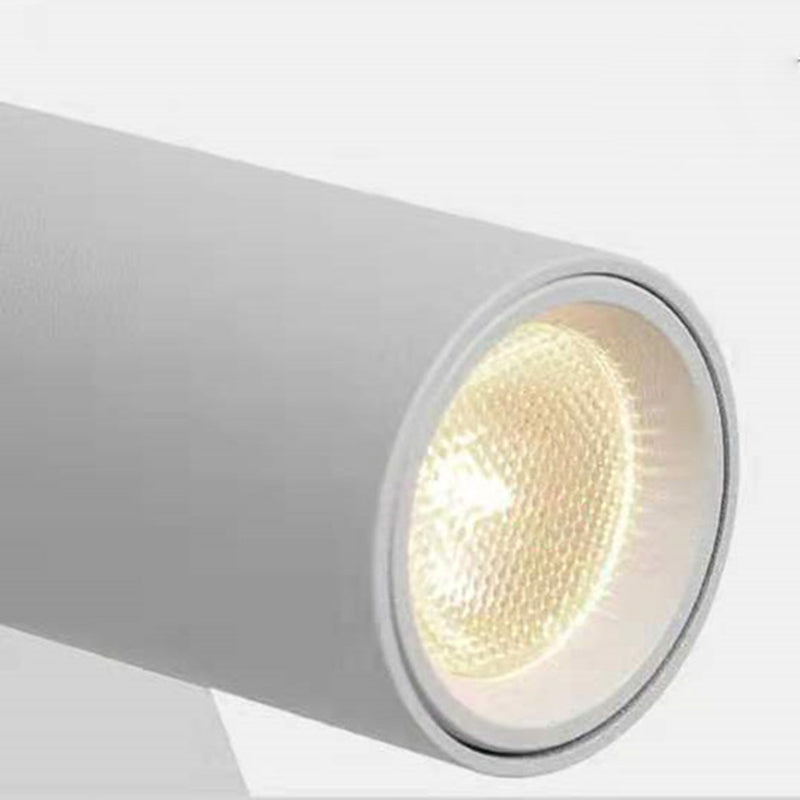 Moderne minimalistische zylindrische Wandleuchte aus Aluminium &amp; Eisen mit LED-Spotlight für das Bett 