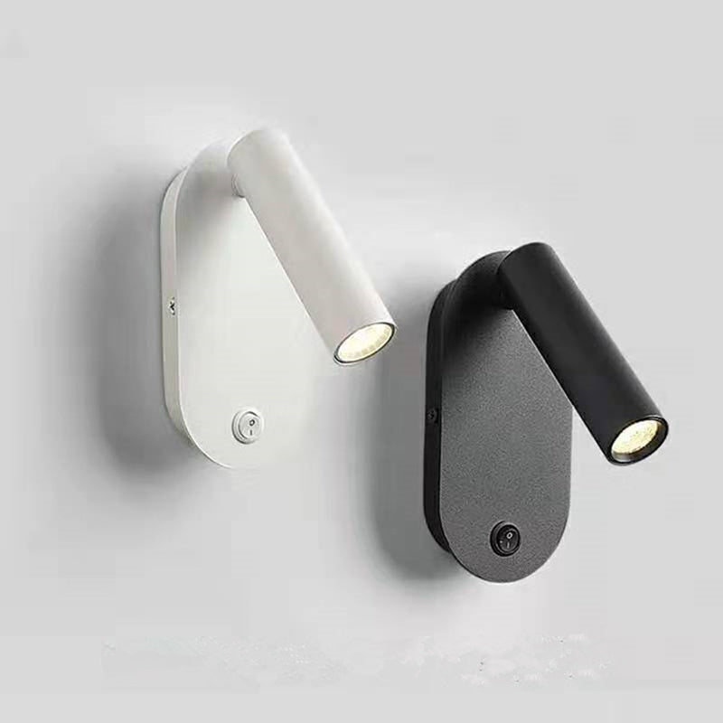 مصباح حائط LED على شكل أسطوانة من الألومنيوم والحديد بتصميم بسيط وحديث للجانب السرير 