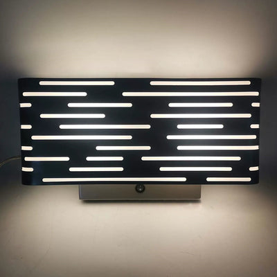 Contemporary Industrial Iron & Acrylic Rectangular Hollow 1/2-Light Wall Sconce Lamp For Bedside