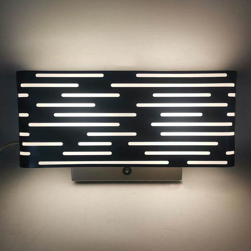 Contemporary Industrial Iron & Acrylic Rectangular Hollow 1/2-Light Wall Sconce Lamp For Bedside