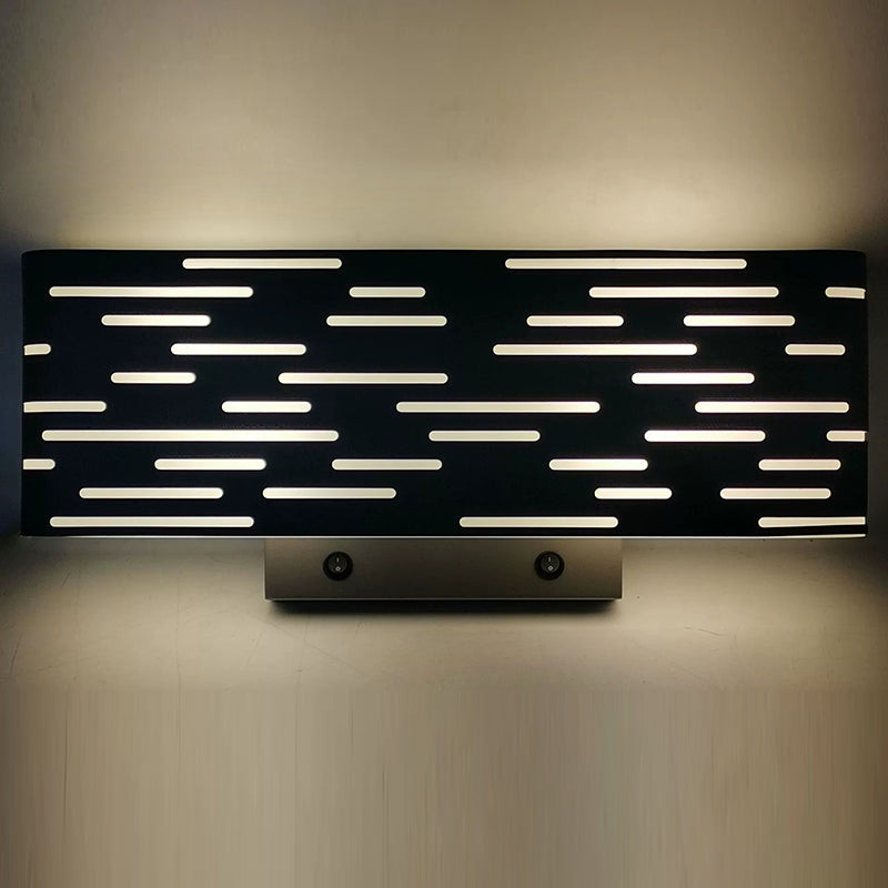 Contemporary Industrial Iron & Acrylic Rectangular Hollow 1/2-Light Wall Sconce Lamp For Bedside