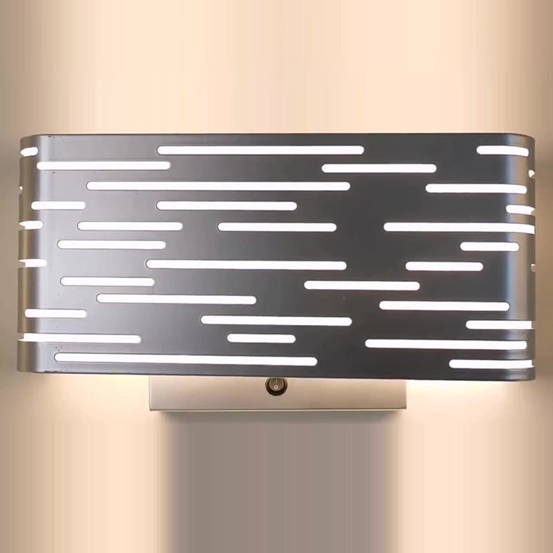 Contemporary Industrial Iron & Acrylic Rectangular Hollow 1/2-Light Wall Sconce Lamp For Bedside